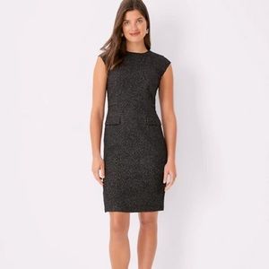 Ann Taylor black shimmer tweed pocket dress